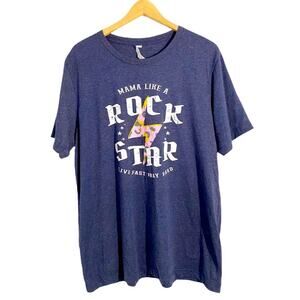 Color Image Blue Multicolor Mama Like A Rockstar T-Shirt, Size XL